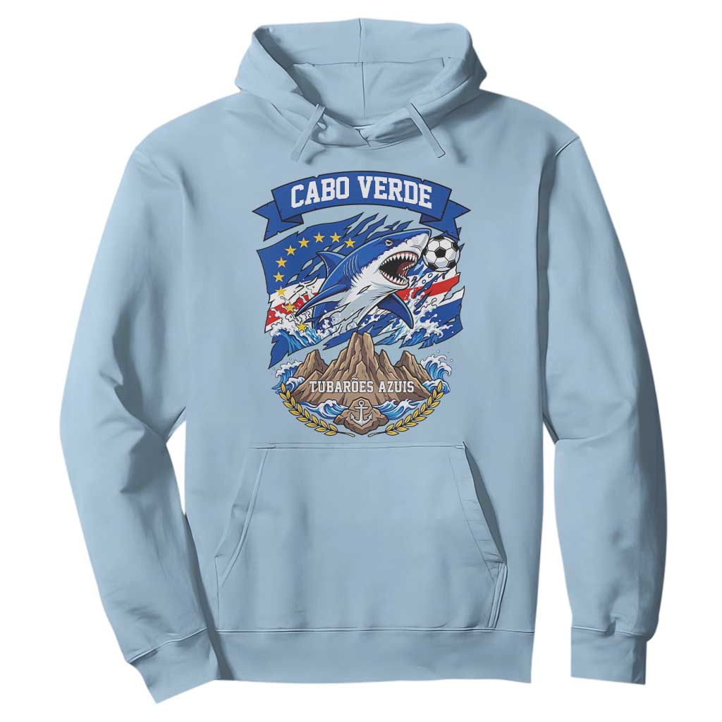 Cabo Verde Tubarões Azuis Soccer Pride Hoodie Cape Verde Blue Sharks Football Fans TS02 Light Blue Print Your Wear
