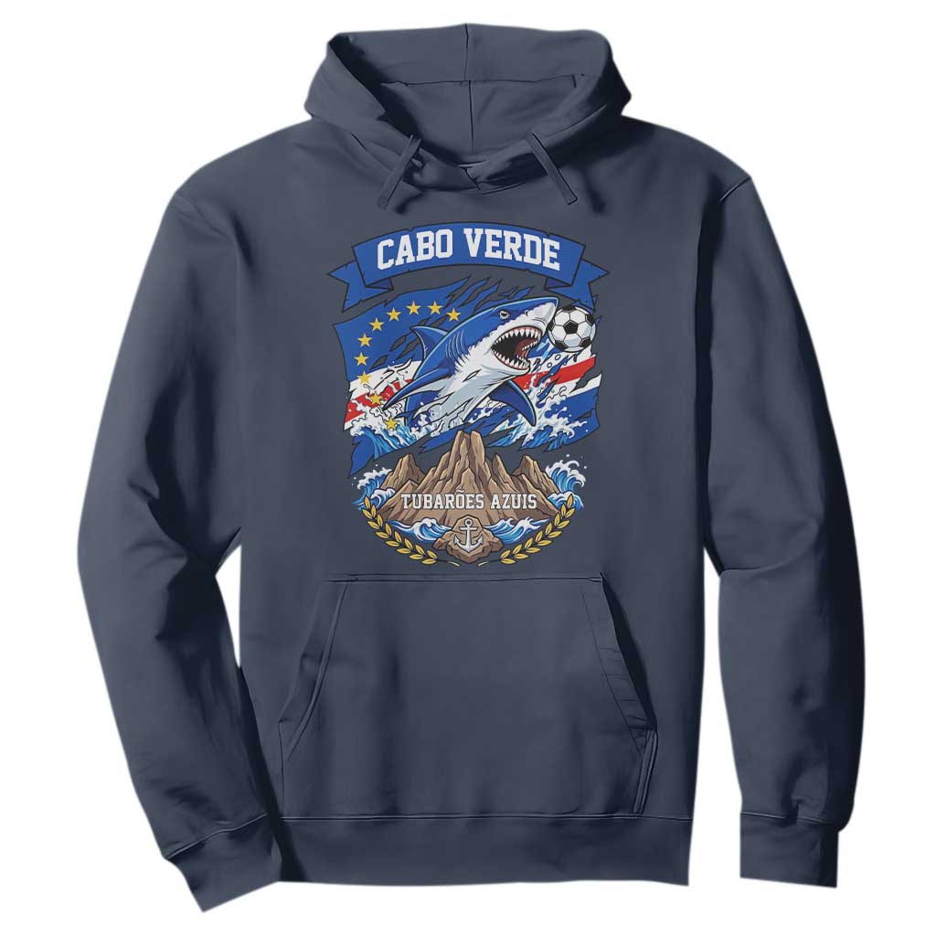 Cabo Verde Tubarões Azuis Soccer Pride Hoodie Cape Verde Blue Sharks Football Fans TS02 Navy Print Your Wear