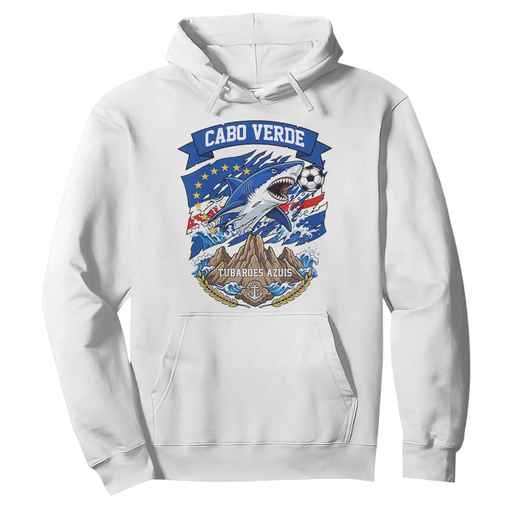 Cabo Verde Tubarões Azuis Soccer Pride Hoodie Cape Verde Blue Sharks Football Fans TS02 White Print Your Wear