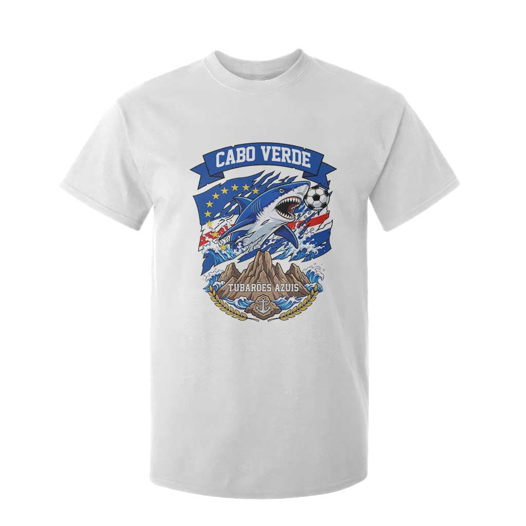 Cabo Verde Tubarões Azuis Soccer Pride T Shirt For Kid Cape Verde Blue Sharks Football Fans TS02 White Print Your Wear