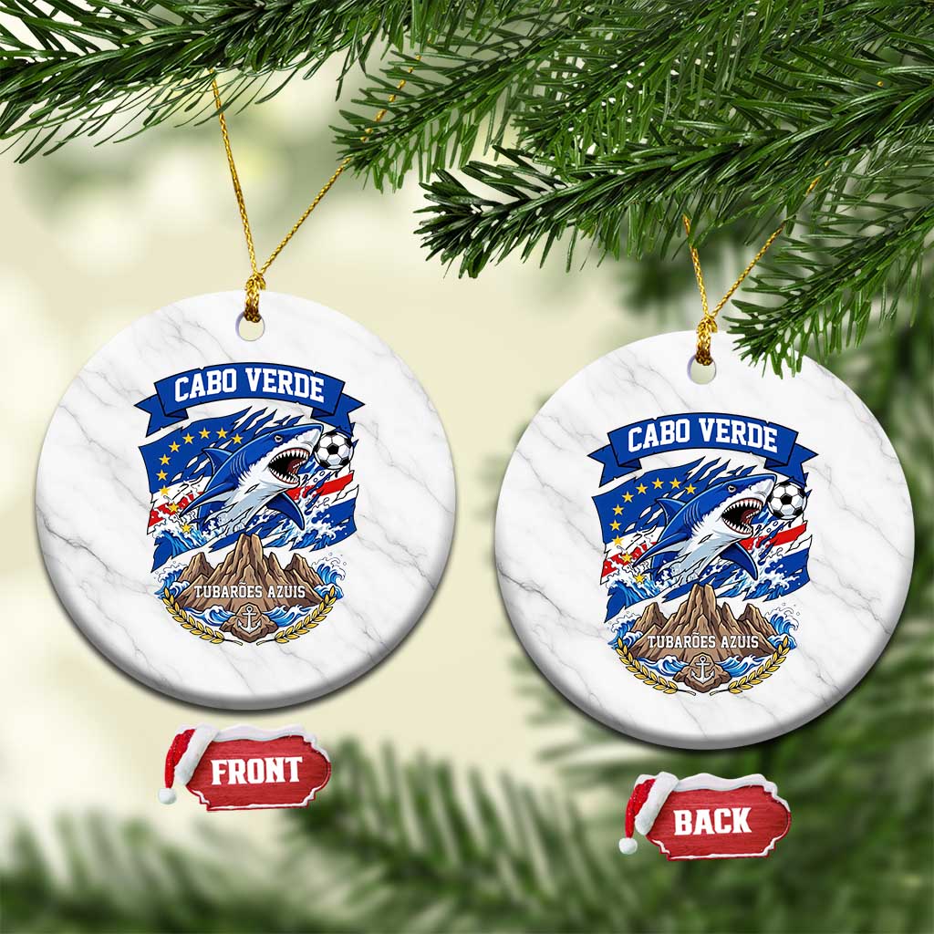 Cabo Verde Tubarões Azuis Soccer Pride Ceramic Ornament Cape Verde Blue Sharks Football Fans TS02 1pc White Marble Print Your Wear