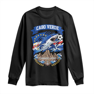 Cabo Verde Tubarões Azuis Soccer Pride Long Sleeve Shirt Cape Verde Blue Sharks Football Fans TS02 Black Print Your Wear
