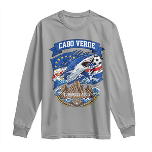 Cabo Verde Tubarões Azuis Soccer Pride Long Sleeve Shirt Cape Verde Blue Sharks Football Fans TS02 Sport Gray Print Your Wear