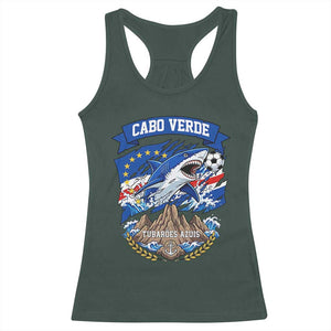 Cabo Verde Tubarões Azuis Soccer Pride Racerback Tank Top Cape Verde Blue Sharks Football Fans TS02 Dark Forest Green Print Your Wear