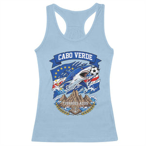 Cabo Verde Tubarões Azuis Soccer Pride Racerback Tank Top Cape Verde Blue Sharks Football Fans TS02 Light Blue Print Your Wear