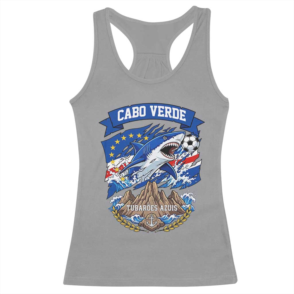 Cabo Verde Tubarões Azuis Soccer Pride Racerback Tank Top Cape Verde Blue Sharks Football Fans TS02 Sport Gray Print Your Wear