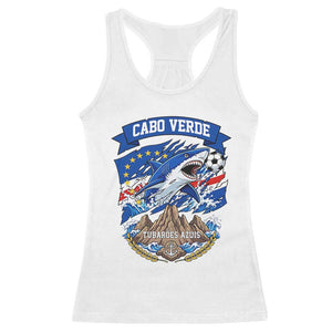 Cabo Verde Tubarões Azuis Soccer Pride Racerback Tank Top Cape Verde Blue Sharks Football Fans TS02 White Print Your Wear