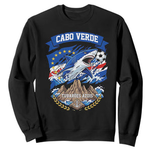 Cabo Verde Tubarões Azuis Soccer Pride Sweatshirt Cape Verde Blue Sharks Football Fans TS02 Black Print Your Wear