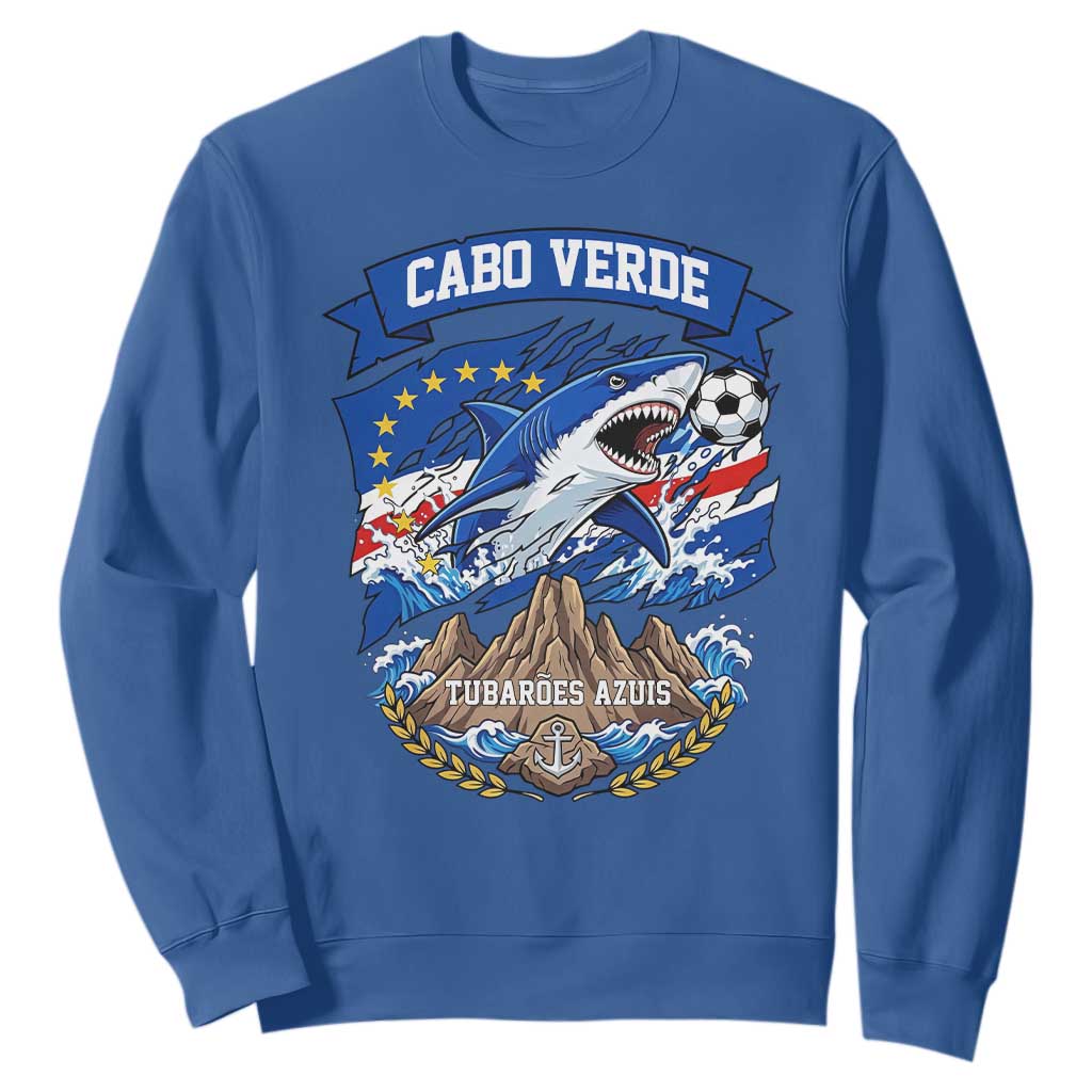Cabo Verde Tubarões Azuis Soccer Pride Sweatshirt Cape Verde Blue Sharks Football Fans TS02 Royal Blue Print Your Wear