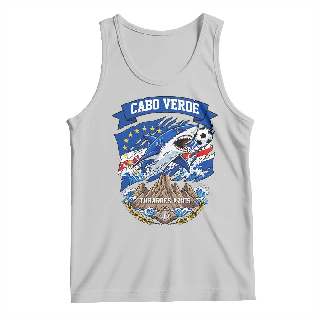Cabo Verde Tubarões Azuis Soccer Pride Tank Top Cape Verde Blue Sharks Football Fans TS02 Ash Print Your Wear