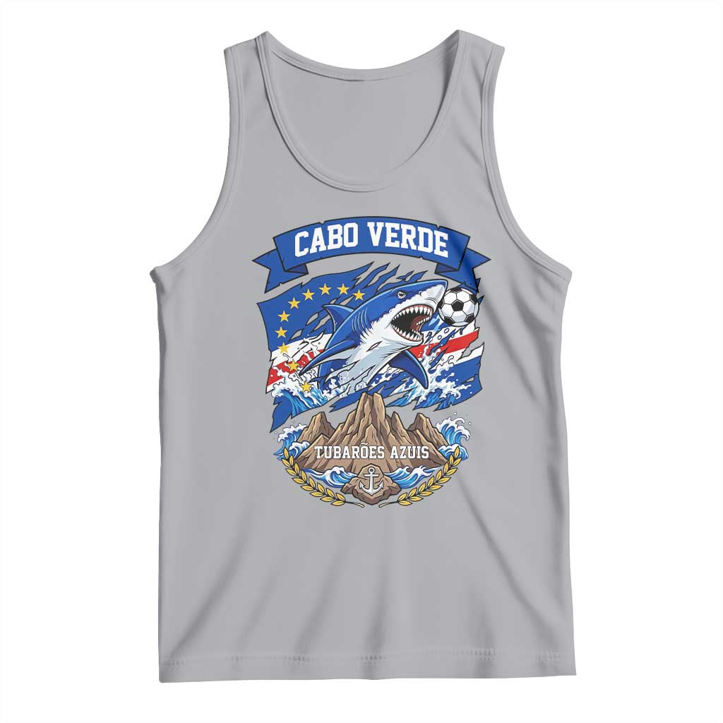 Cabo Verde Tubarões Azuis Soccer Pride Tank Top Cape Verde Blue Sharks Football Fans TS02 Athletic Heather Print Your Wear