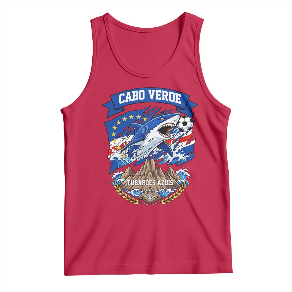 Cabo Verde Tubarões Azuis Soccer Pride Tank Top Cape Verde Blue Sharks Football Fans TS02 Red Print Your Wear