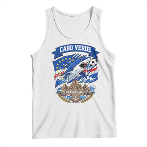 Cabo Verde Tubarões Azuis Soccer Pride Tank Top Cape Verde Blue Sharks Football Fans TS02 White Print Your Wear