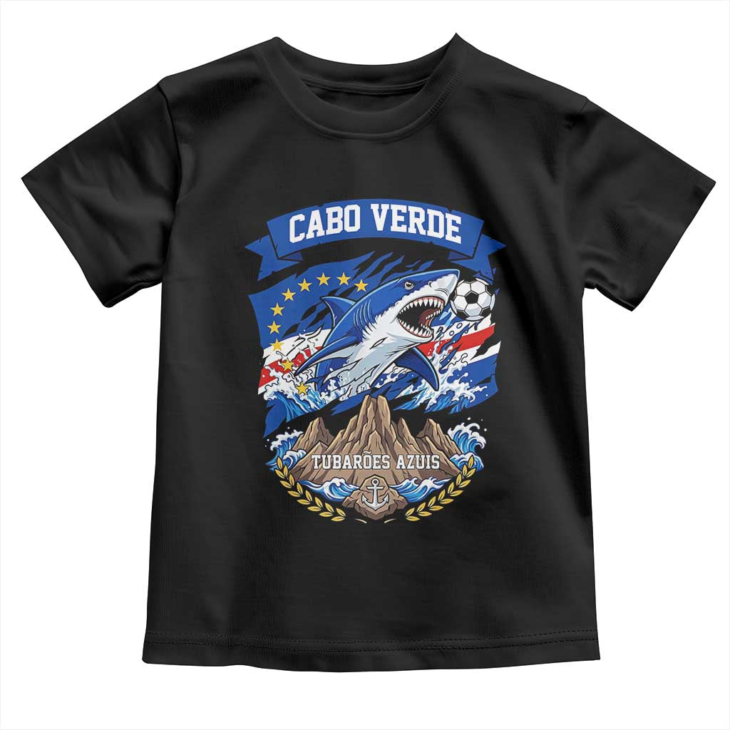 Cabo Verde Tubarões Azuis Soccer Pride Toddler T Shirt Cape Verde Blue Sharks Football Fans TS02 Black Print Your Wear