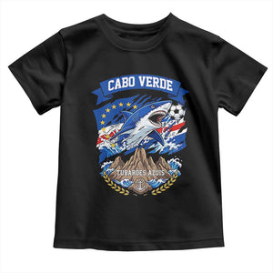 Cabo Verde Tubarões Azuis Soccer Pride Toddler T Shirt Cape Verde Blue Sharks Football Fans TS02 Black Print Your Wear