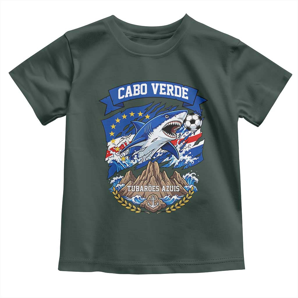Cabo Verde Tubarões Azuis Soccer Pride Toddler T Shirt Cape Verde Blue Sharks Football Fans TS02 Dark Forest Green Print Your Wear