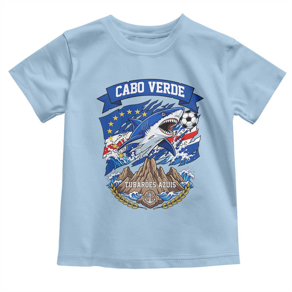 Cabo Verde Tubarões Azuis Soccer Pride Toddler T Shirt Cape Verde Blue Sharks Football Fans TS02 Light Blue Print Your Wear