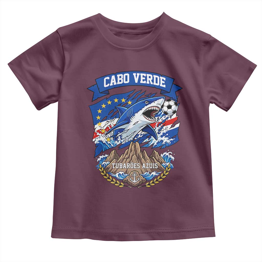 Cabo Verde Tubarões Azuis Soccer Pride Toddler T Shirt Cape Verde Blue Sharks Football Fans TS02 Maroon Print Your Wear