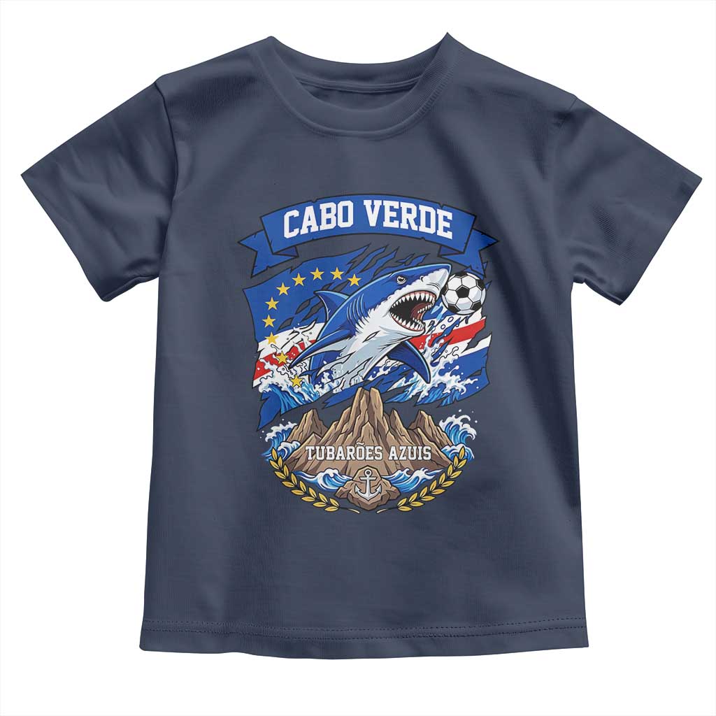 Cabo Verde Tubarões Azuis Soccer Pride Toddler T Shirt Cape Verde Blue Sharks Football Fans TS02 Navy Print Your Wear