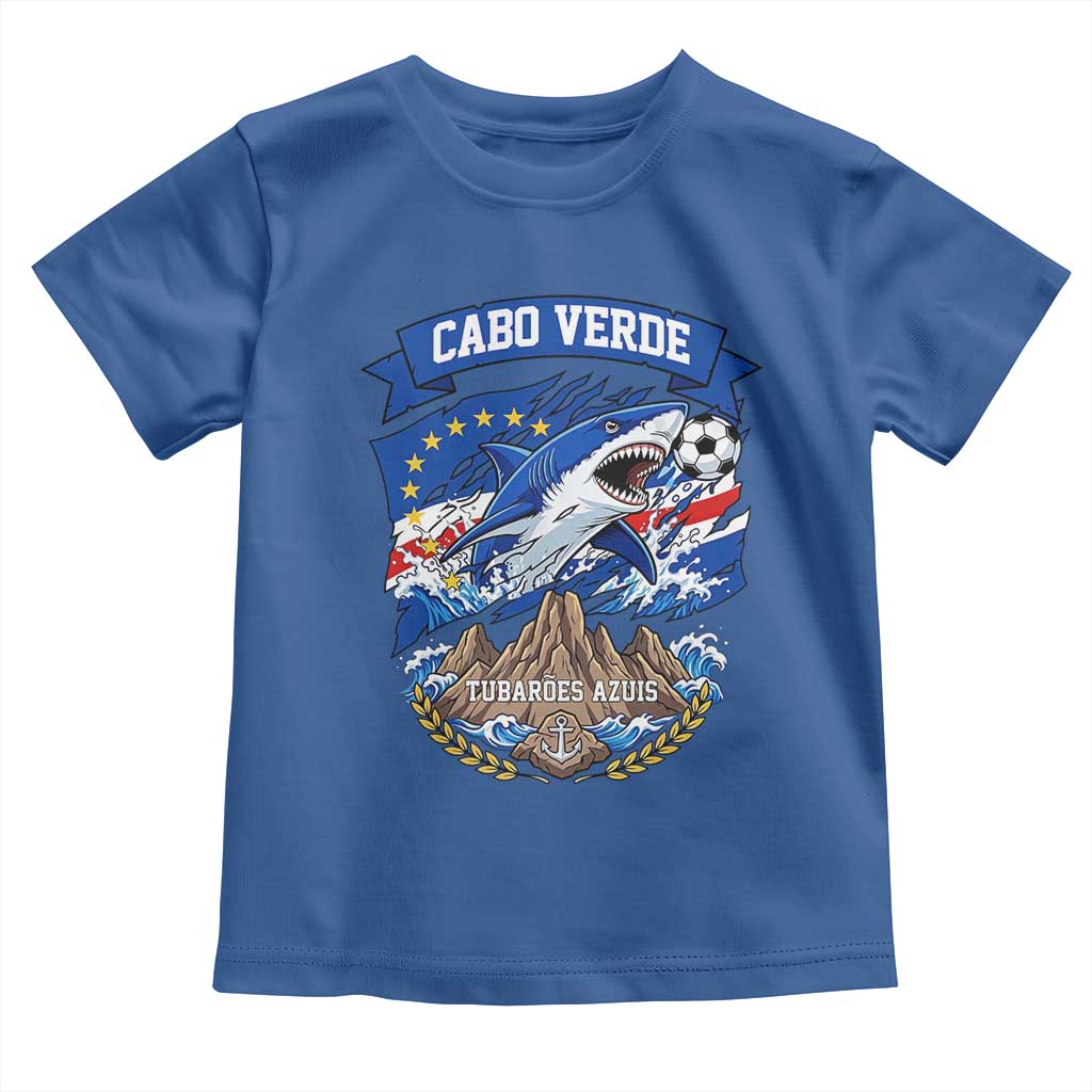 Cabo Verde Tubarões Azuis Soccer Pride Toddler T Shirt Cape Verde Blue Sharks Football Fans TS02 Royal Blue Print Your Wear