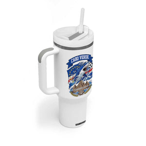 Cabo Verde Tubarões Azuis Soccer Pride Tumbler With Handle Cape Verde Blue Sharks Football Fans TS02 Print Your Wear