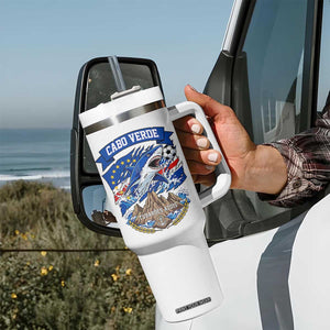 Cabo Verde Tubarões Azuis Soccer Pride Tumbler With Handle Cape Verde Blue Sharks Football Fans TS02 Print Your Wear