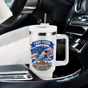 Cabo Verde Tubarões Azuis Soccer Pride Tumbler With Handle Cape Verde Blue Sharks Football Fans TS02 Print Your Wear