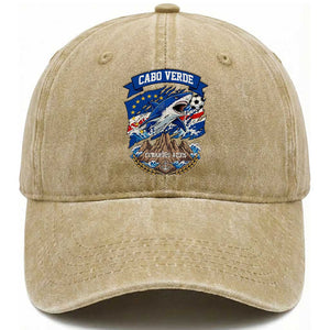 Cabo Verde Tubarões Azuis Soccer Pride Washed Cotton Baseball Cap Cape Verde Blue Sharks Football Fans TS02 Print Your Wear