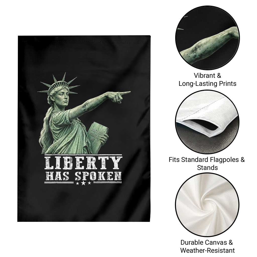 Liberty Has Spoken Pointing Statue Parody Garden Flag Funny Sarcastic Basketball Sports Viral Meme Americana TS02 Print Your Wear
