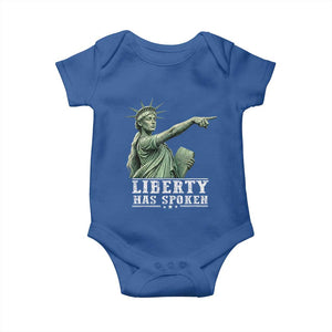Liberty Has Spoken Pointing Statue Parody Baby Onesie Funny Sarcastic Basketball Sports Viral Meme Americana TS02 Royal Blue Print Your Wear