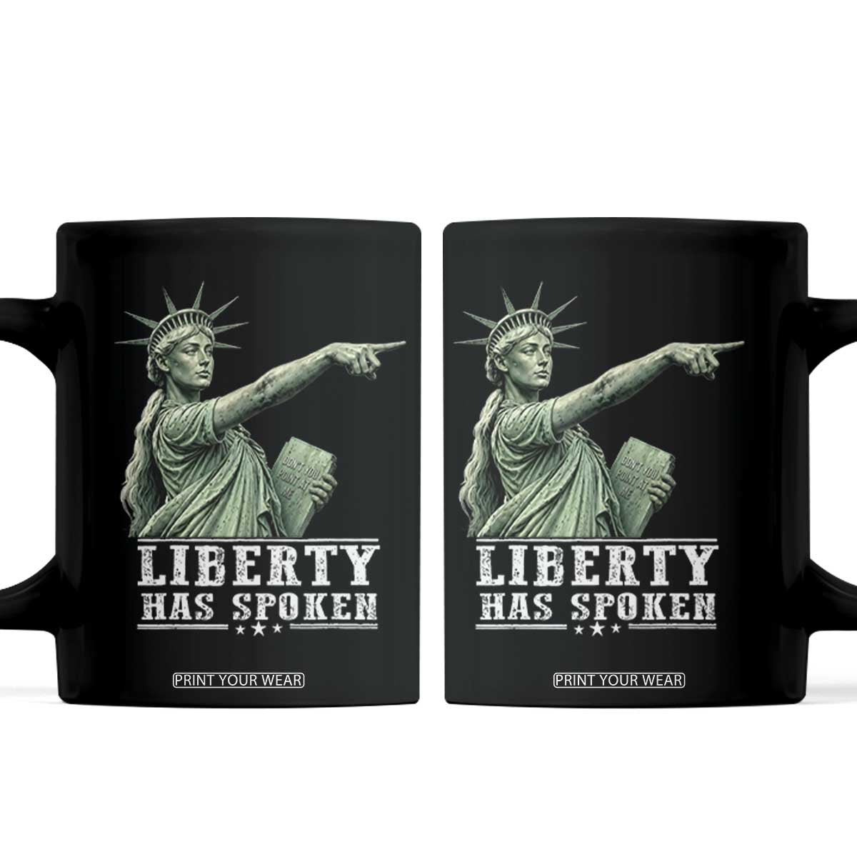 Liberty Has Spoken Pointing Statue Parody Coffee Mug Funny Sarcastic Basketball Sports Viral Meme Americana TS02 Black Print Your Wear