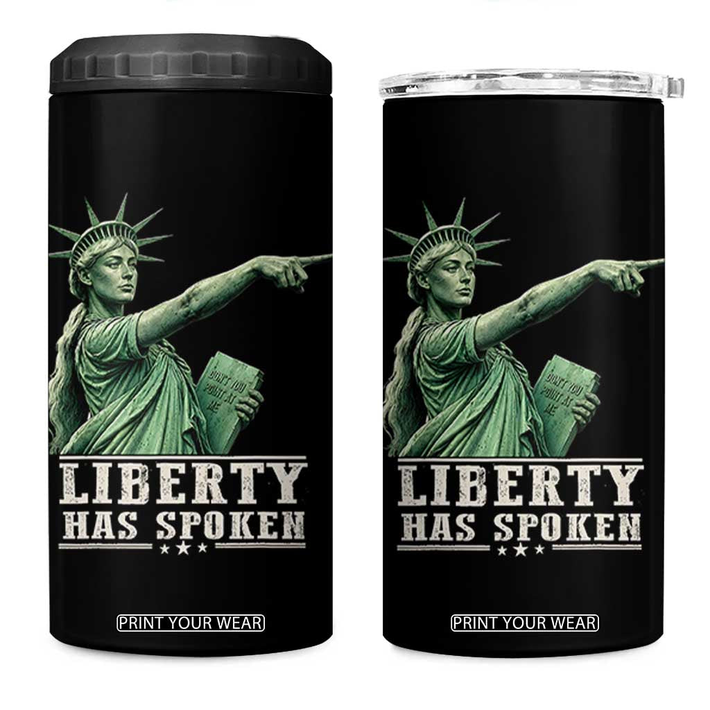 Liberty Has Spoken Pointing Statue Parody 4 in 1 Can Cooler Tumbler Funny Sarcastic Basketball Sports Viral Meme Americana TS02 One Size: 16 oz Black Print Your Wear