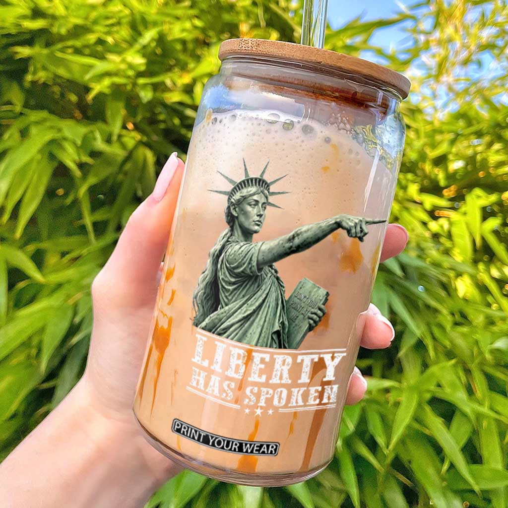 Liberty Has Spoken Pointing Statue Parody Glass Can Funny Sarcastic Basketball Sports Viral Meme Americana TS02 Black Print Your Wear