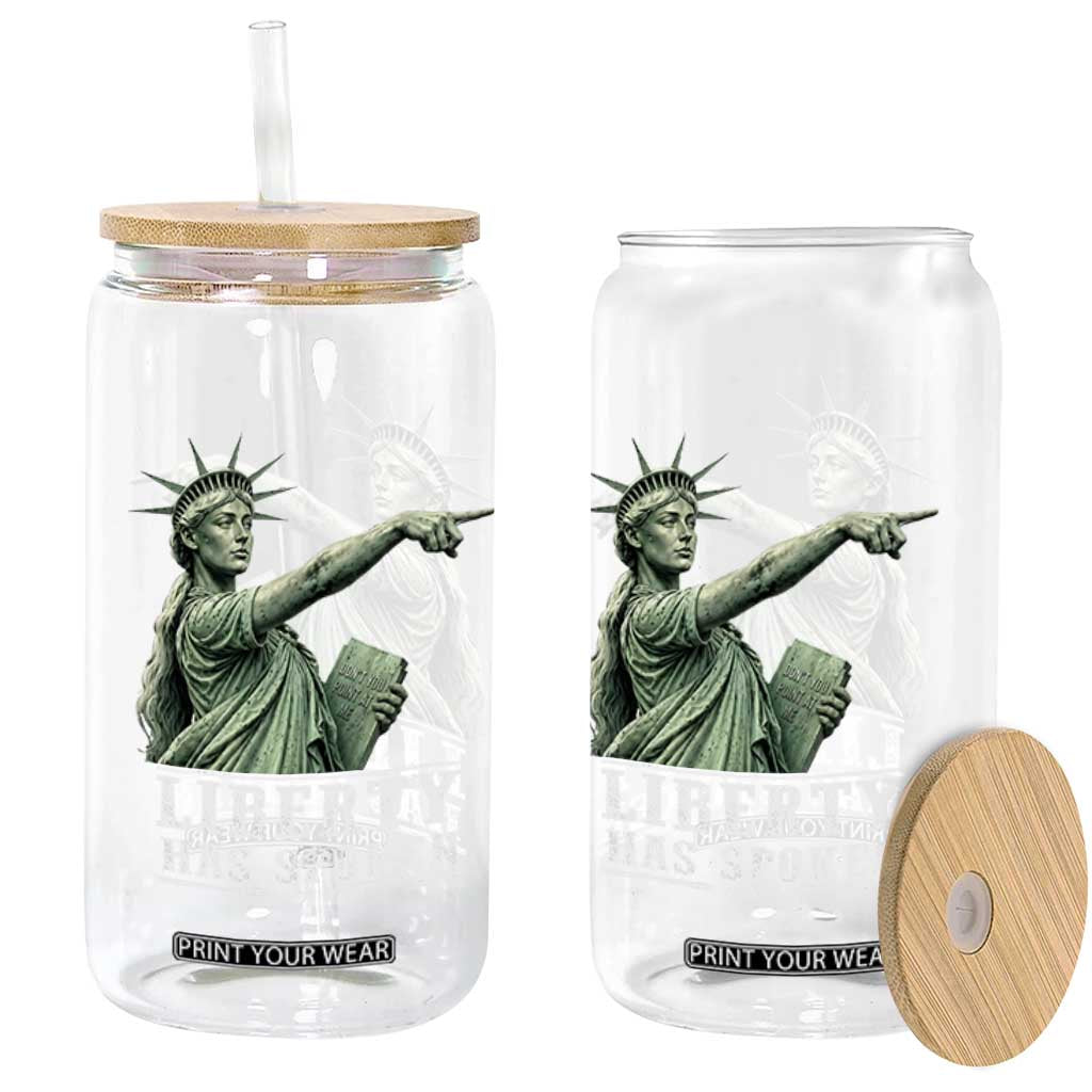 Liberty Has Spoken Pointing Statue Parody Glass Can Funny Sarcastic Basketball Sports Viral Meme Americana TS02 Print Your Wear