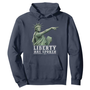 Liberty Has Spoken Pointing Statue Parody Hoodie Funny Sarcastic Basketball Sports Viral Meme Americana TS02 Navy Print Your Wear