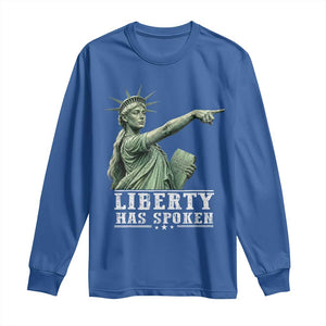 Liberty Has Spoken Pointing Statue Parody Long Sleeve Shirt Funny Sarcastic Basketball Sports Viral Meme Americana TS02 Royal Blue Print Your Wear