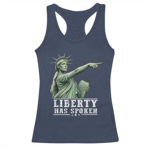 Liberty Has Spoken Pointing Statue Parody Racerback Tank Top Funny Sarcastic Basketball Sports Viral Meme Americana TS02 Navy Print Your Wear