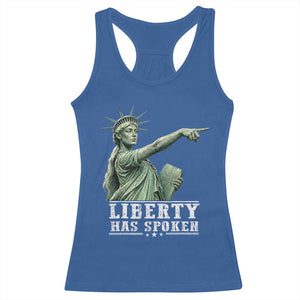 Liberty Has Spoken Pointing Statue Parody Racerback Tank Top Funny Sarcastic Basketball Sports Viral Meme Americana TS02 Royal Blue Print Your Wear