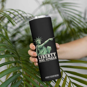 Liberty Has Spoken Pointing Statue Parody Skinny Tumbler Funny Sarcastic Basketball Sports Viral Meme Americana TS02 Print Your Wear