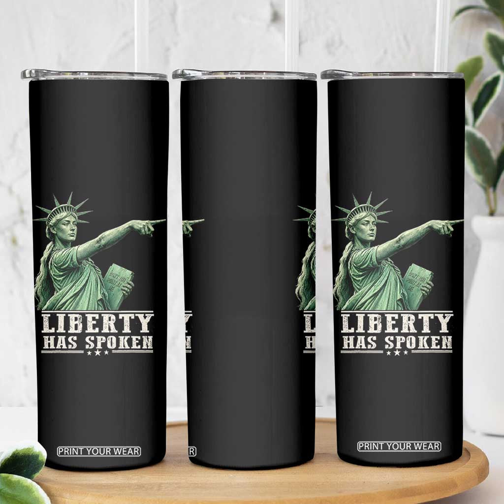 Liberty Has Spoken Pointing Statue Parody Skinny Tumbler Funny Sarcastic Basketball Sports Viral Meme Americana TS02 Print Your Wear
