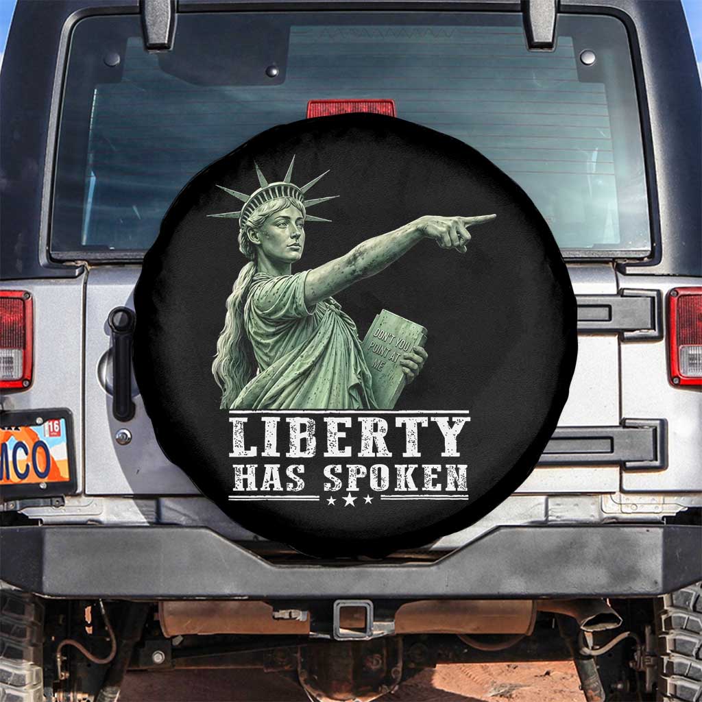 Liberty Has Spoken Pointing Statue Parody Spare Tire Cover Funny Sarcastic Basketball Sports Viral Meme Americana TS02 No hole Black Print Your Wear
