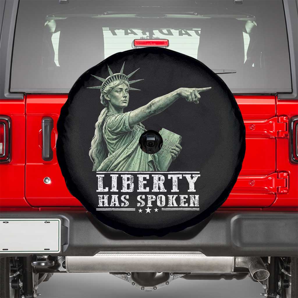 Liberty Has Spoken Pointing Statue Parody Spare Tire Cover Funny Sarcastic Basketball Sports Viral Meme Americana TS02 Black Print Your Wear