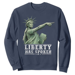 Liberty Has Spoken Pointing Statue Parody Sweatshirt Funny Sarcastic Basketball Sports Viral Meme Americana TS02 Navy Print Your Wear