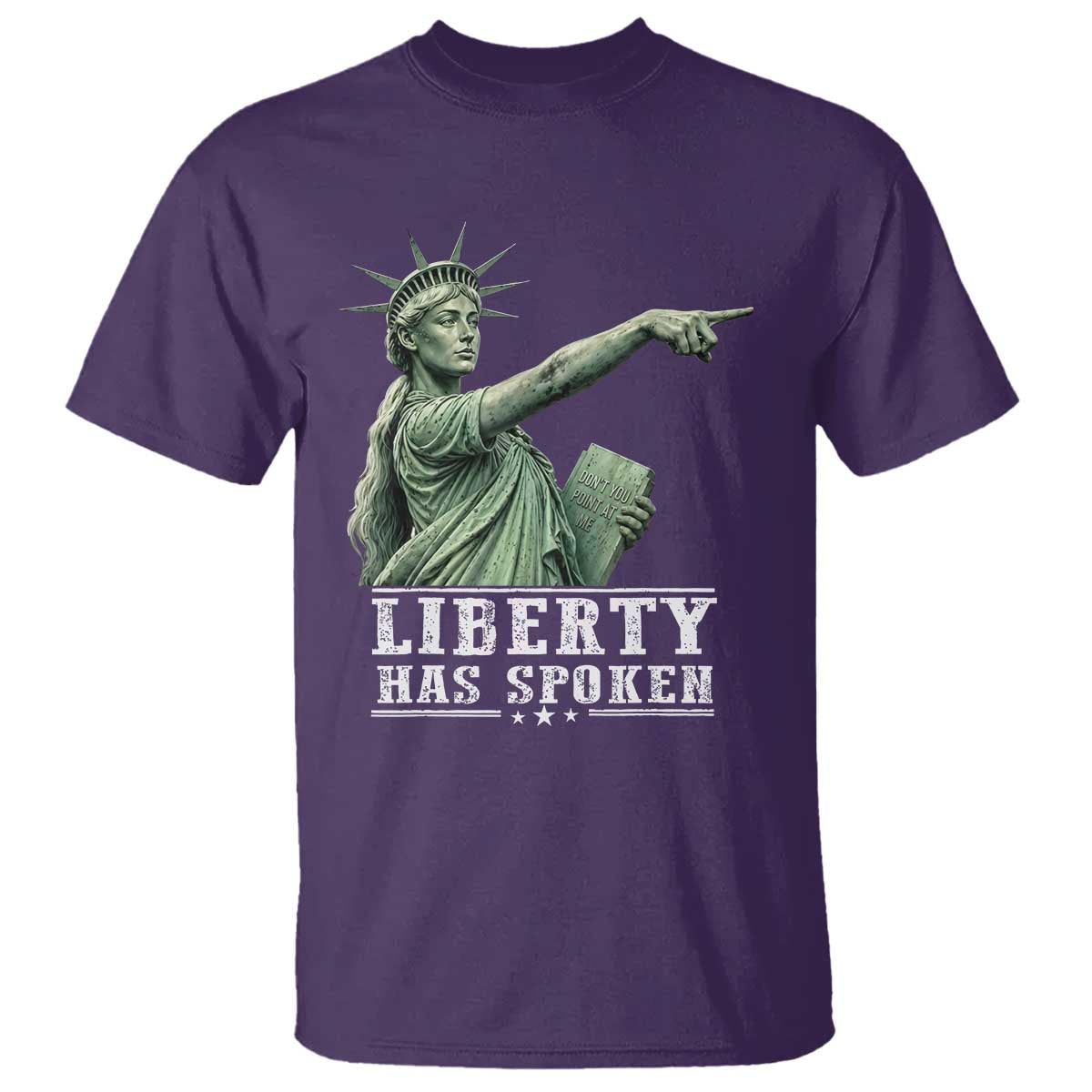 Liberty Has Spoken Pointing Statue Parody T Shirt Funny Sarcastic Basketball Sports Viral Meme Americana TS02 Purple Print Your Wear