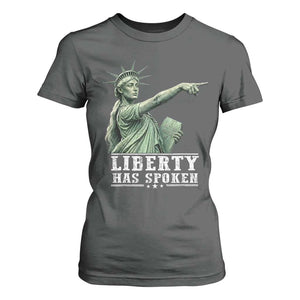 Liberty Has Spoken Pointing Statue Parody T Shirt For Women Funny Sarcastic Basketball Sports Viral Meme Americana TS02 Dark Heather Print Your Wear