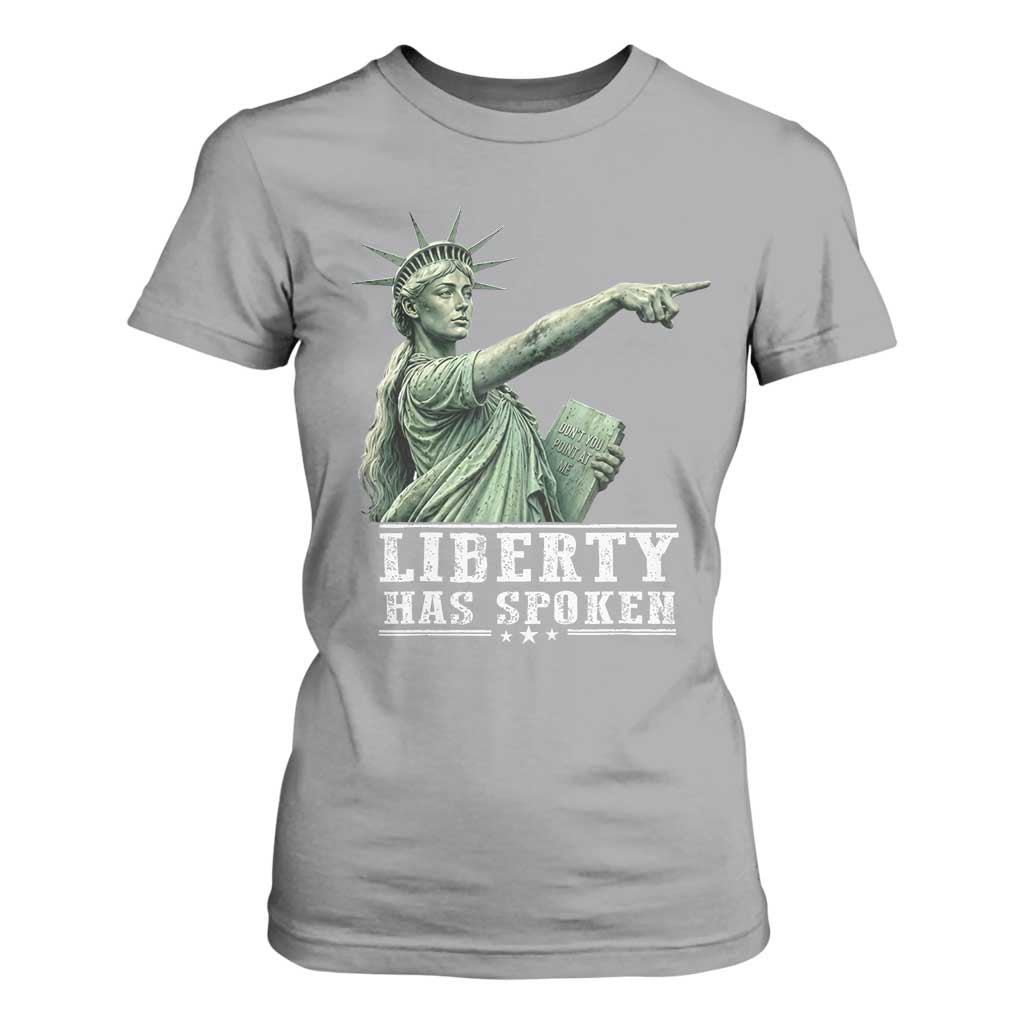 Liberty Has Spoken Pointing Statue Parody T Shirt For Women Funny Sarcastic Basketball Sports Viral Meme Americana TS02 Sport Gray Print Your Wear