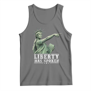 Liberty Has Spoken Pointing Statue Parody Tank Top Funny Sarcastic Basketball Sports Viral Meme Americana TS02 Black Heather Print Your Wear