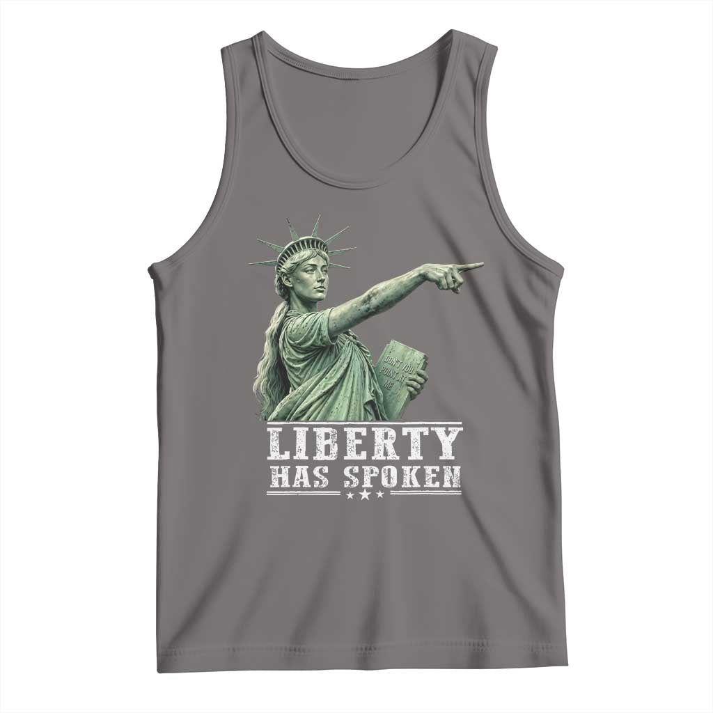 Liberty Has Spoken Pointing Statue Parody Tank Top Funny Sarcastic Basketball Sports Viral Meme Americana TS02 Deep Heather Print Your Wear