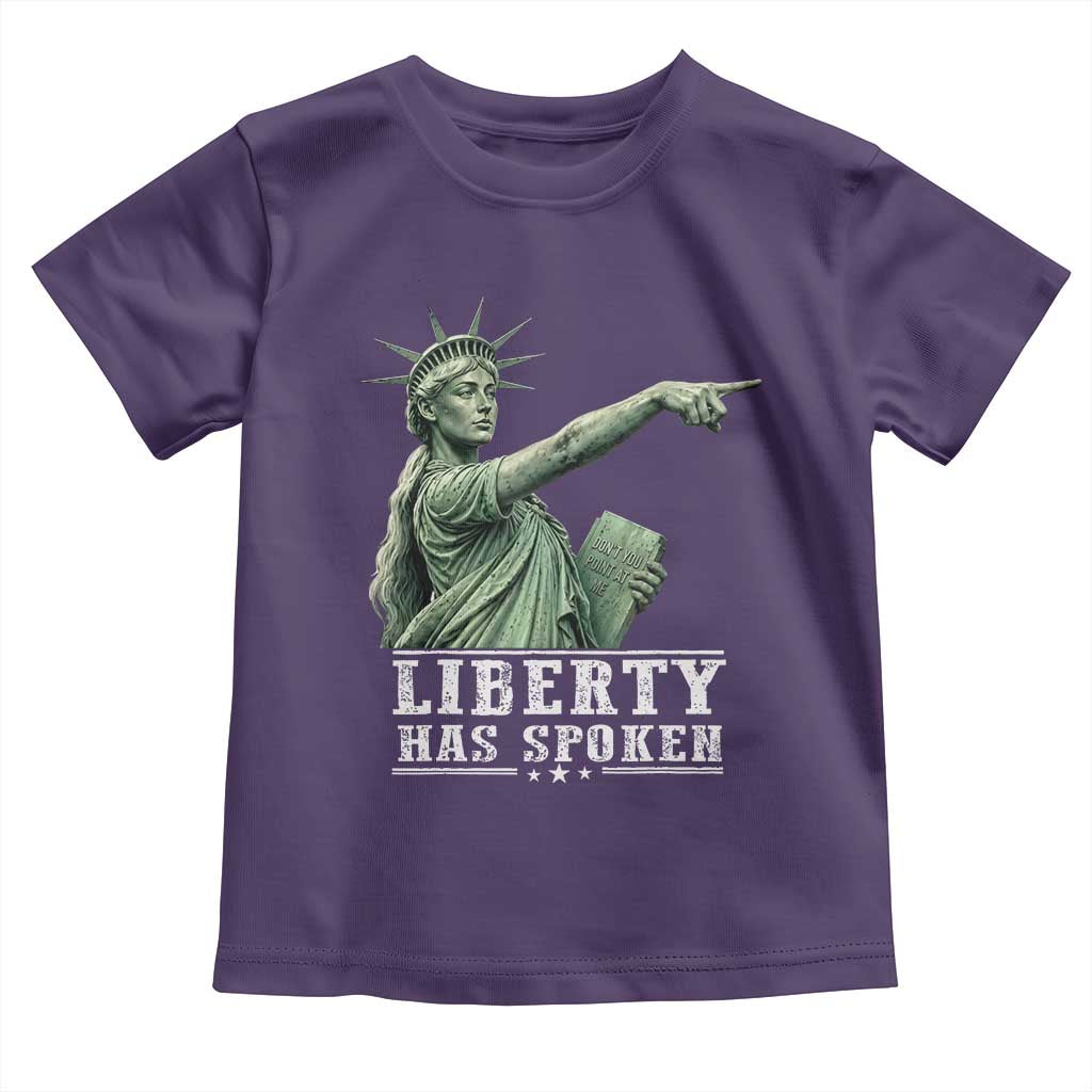 Liberty Has Spoken Pointing Statue Parody Toddler T Shirt Funny Sarcastic Basketball Sports Viral Meme Americana TS02 Purple Print Your Wear