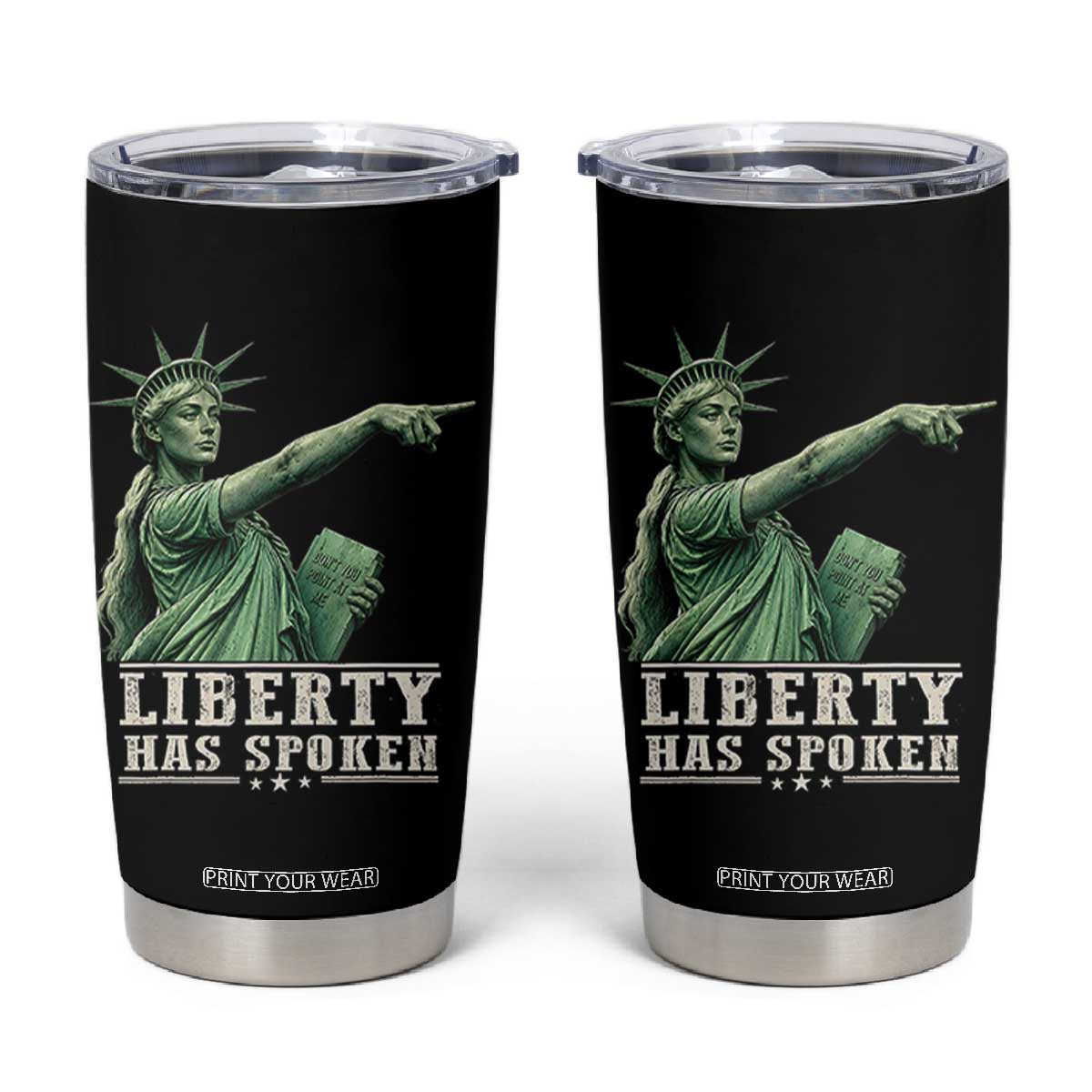 Liberty Has Spoken Pointing Statue Parody Tumbler Cup Funny Sarcastic Basketball Sports Viral Meme Americana TS02 Black Print Your Wear